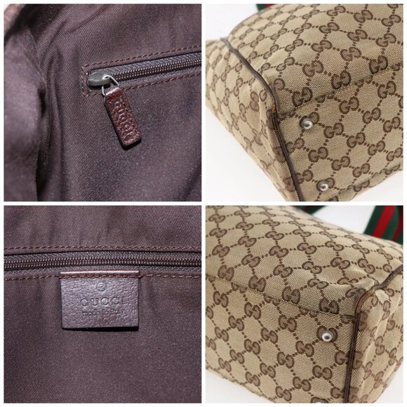 GUCCI GG Canvas Web Sherry Line Tote Bag Beige Gold - Picture 12 of 16